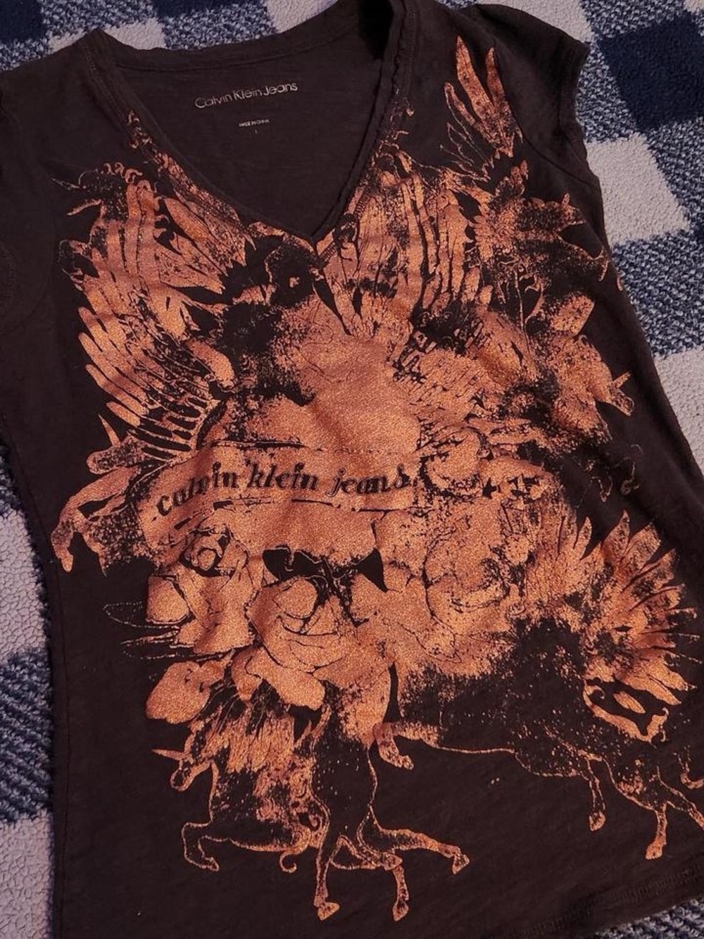 Y2k scene mcbling style Calvin Klein top